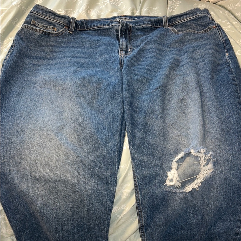 Old Navy Blue Distressed Boyfriend Jeans